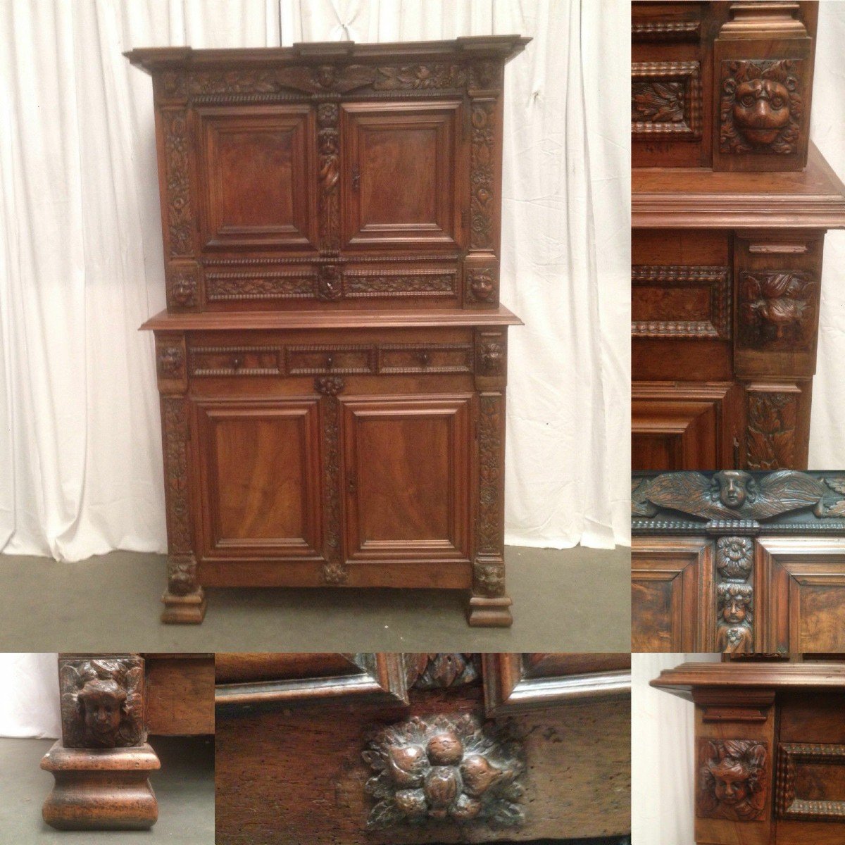 Buffet With Four Sections In Solid Walnut XVIII Century-photo-1