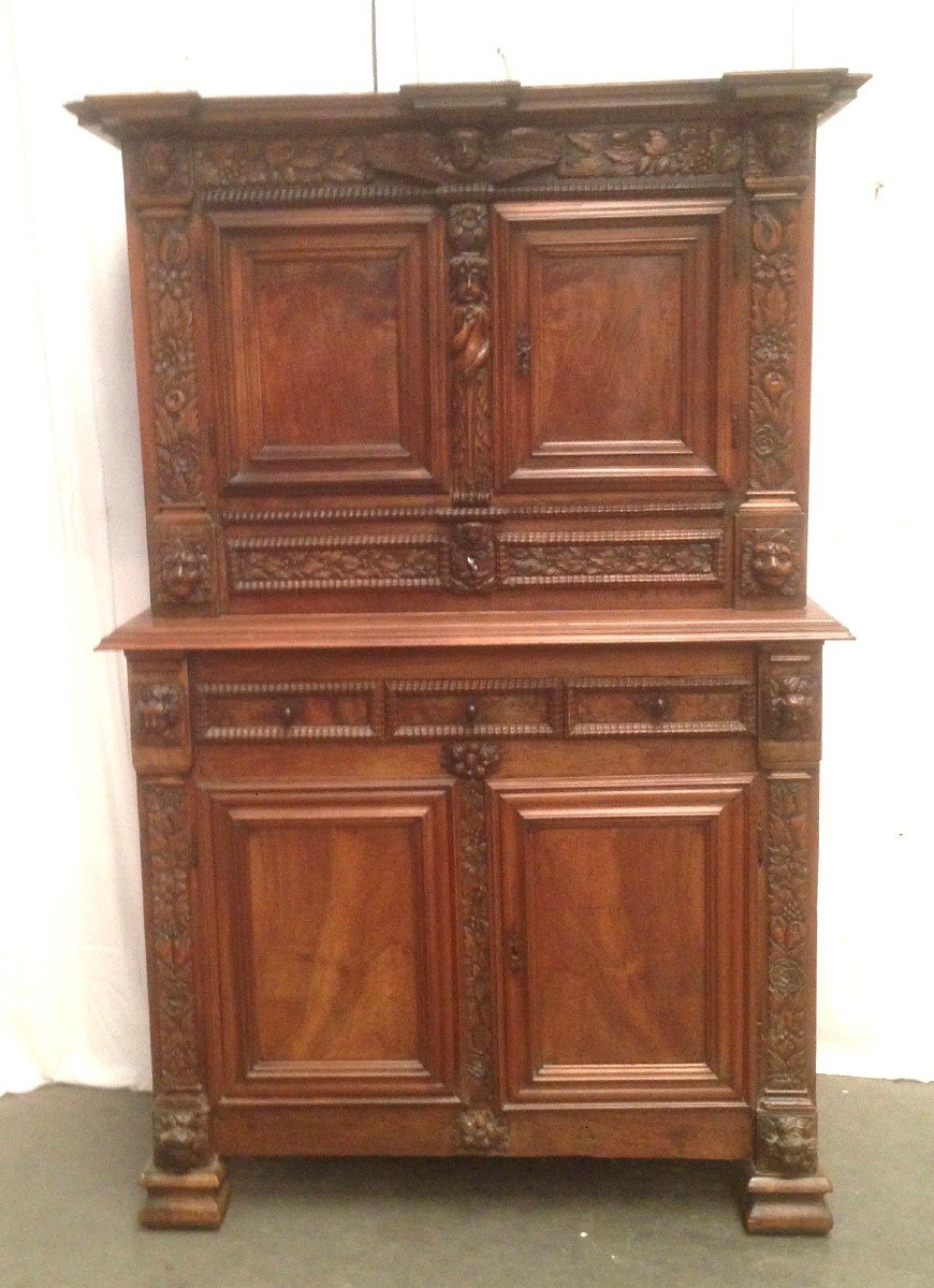 Buffet With Four Sections In Solid Walnut XVIII Century