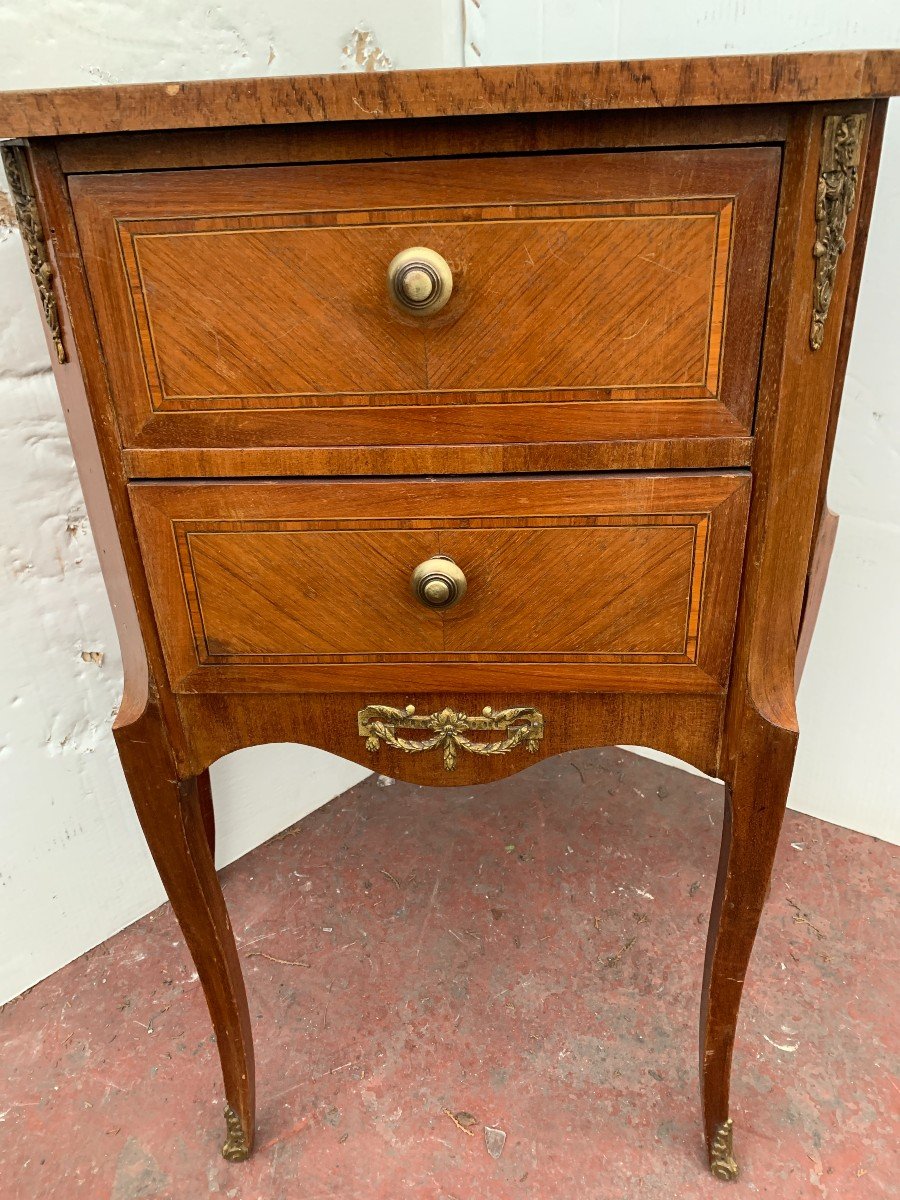 Commode d'Entre Deux En Marqueterie De Style Louis XV-photo-3