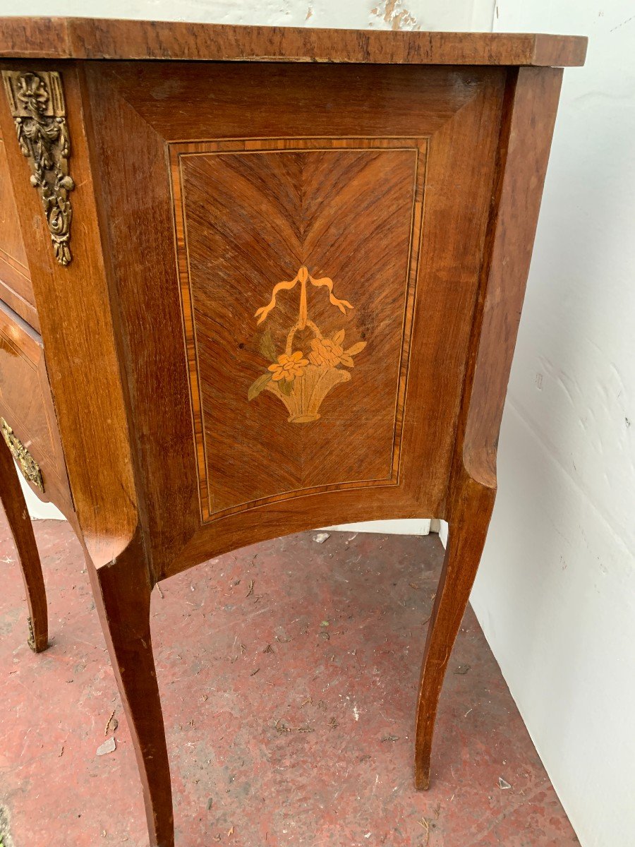 Commode d'Entre Deux En Marqueterie De Style Louis XV-photo-4