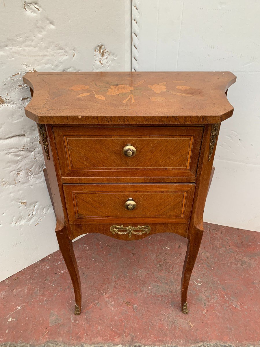 Commode d'Entre Deux En Marqueterie De Style Louis XV-photo-1