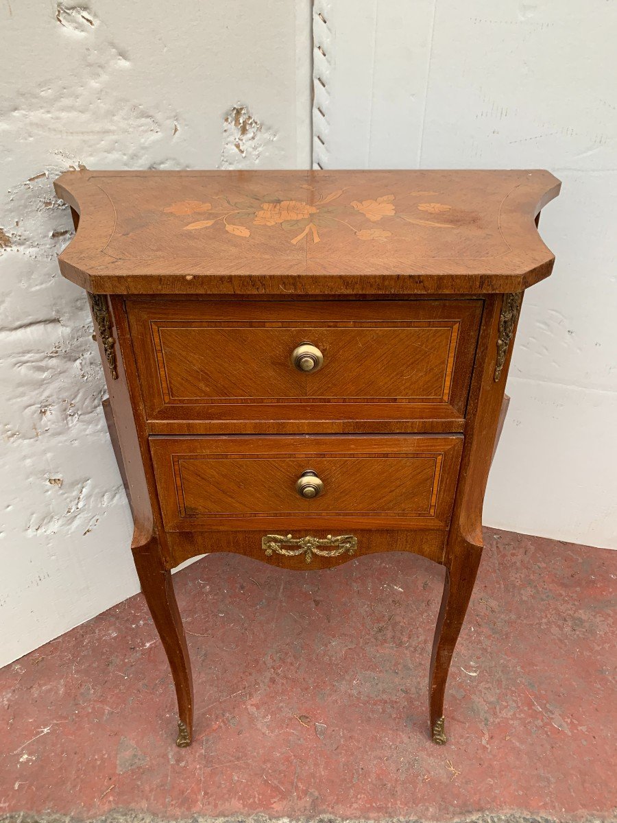 Commode d'Entre Deux En Marqueterie De Style Louis XV-photo-1