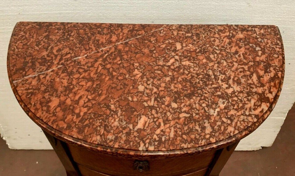 Louis XV Style Half Moon Commode In Marquetry XX Century-photo-3