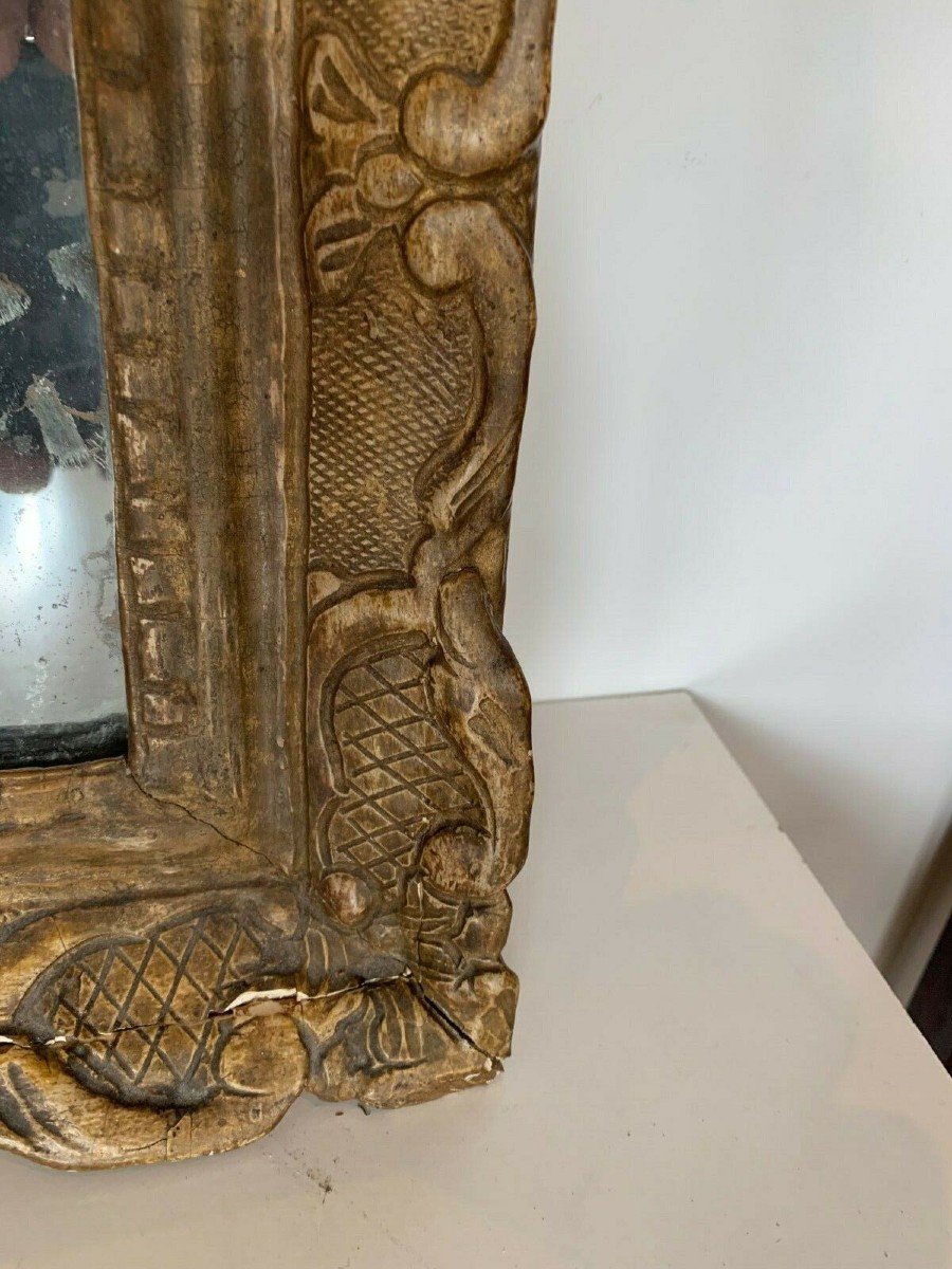 Miroir Louis XV En Bois Sculpté Doré Trumeau De Cheminée XIX Siècle-photo-4
