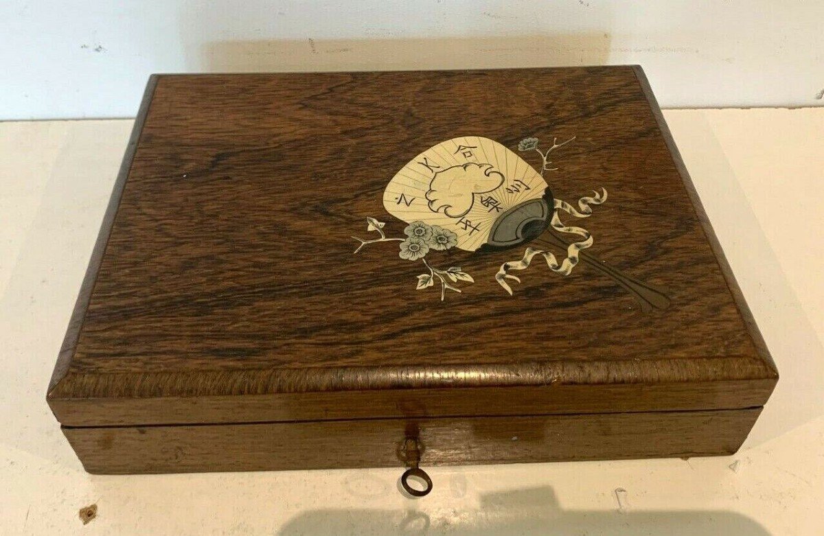 Painting Box In Rosewood And Engraved Brass Marquetry XIX Century-photo-1