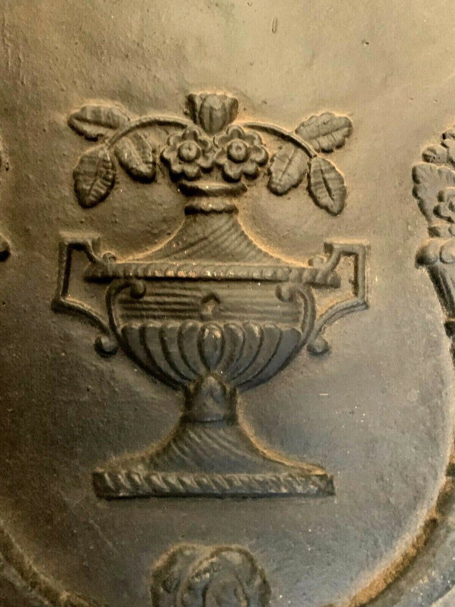 Plaque De Fond De Cheminée En Fonte De Fer XX Siècle-photo-3