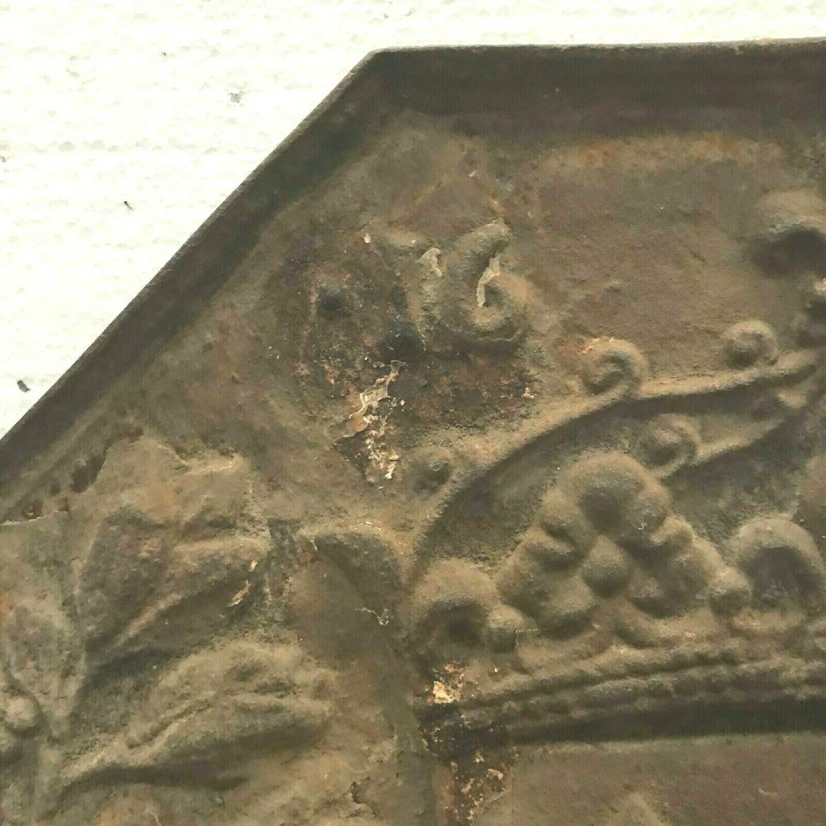 Fireplace Plate In Cast Iron Decorde Coat Of Arms Crowned XIX Century-photo-3