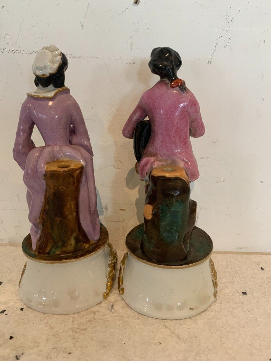 Pair Of Polychrome Porcelain Tulip Trees XX Century-photo-8