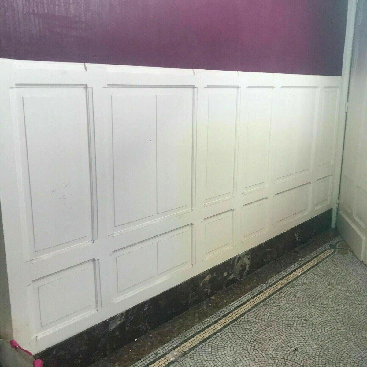 Lot Of Paneling With Paneled Frame Solid Mahogany Painted In White XX Century-photo-4
