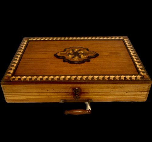 Backgammon Game Box In Inlaid Fir XX Century-photo-1