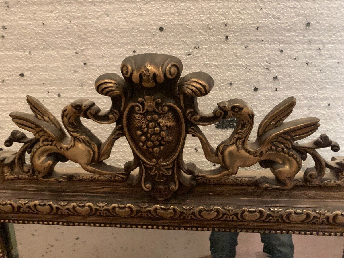 Napoleon III Style Mirror In Wood And Patinated Stucco XX Century-photo-2
