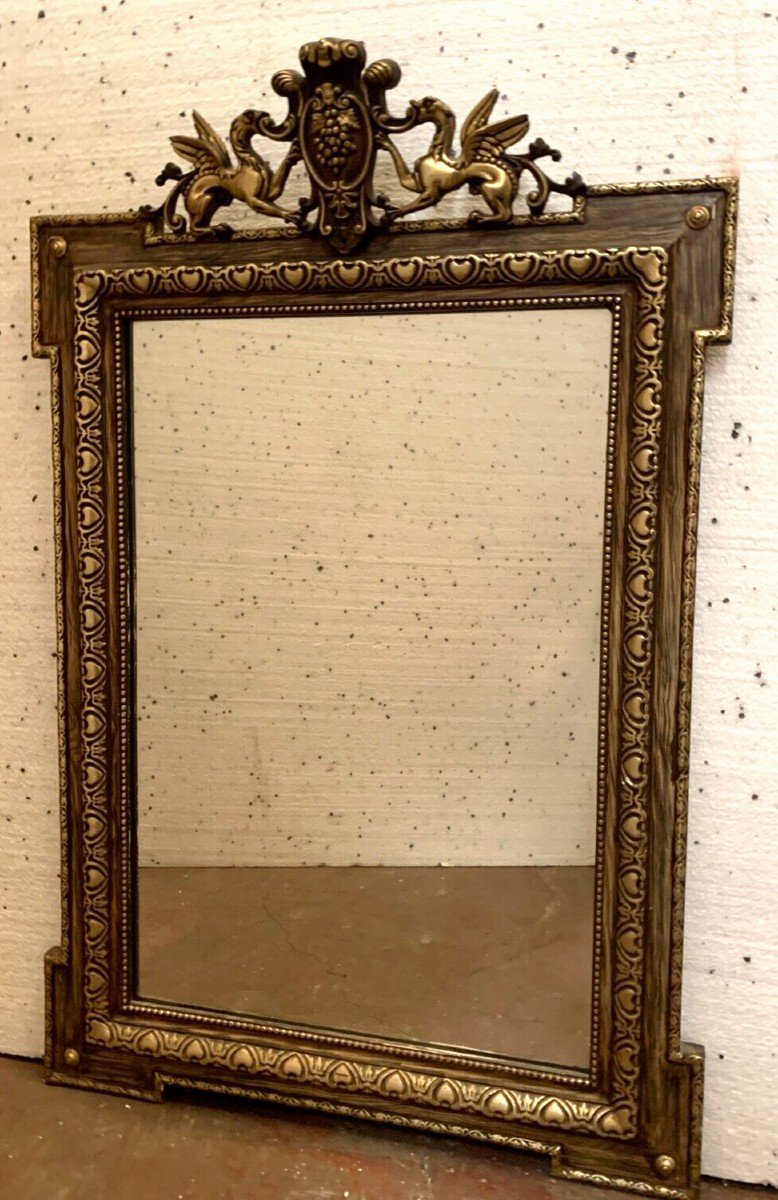 Napoleon III Style Mirror In Wood And Patinated Stucco XX Century
