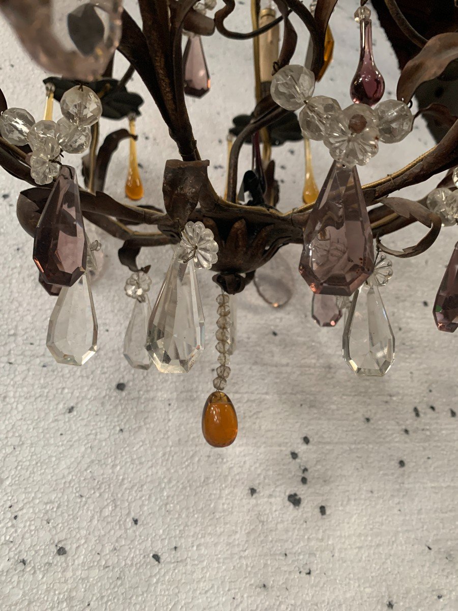Louis XV Style Cage Chandelier With Pendeloques And Water Drop XX Century-photo-5