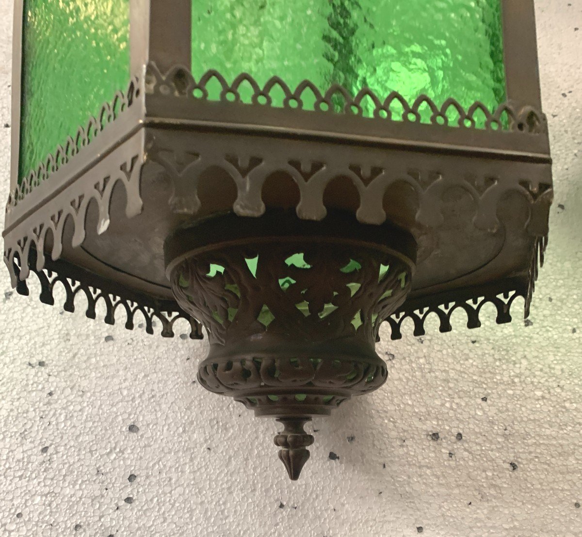 Vestibule Lantern In Bronze And Patinated Brass XX Century-photo-2