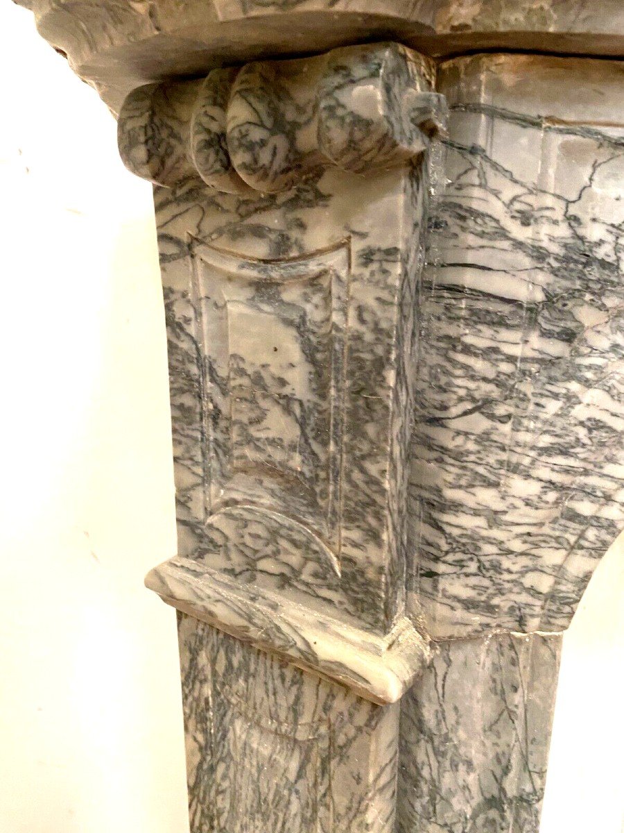 Louis XV Style Fireplace Model Pompadour Turquin Blue Marble XX Century-photo-3