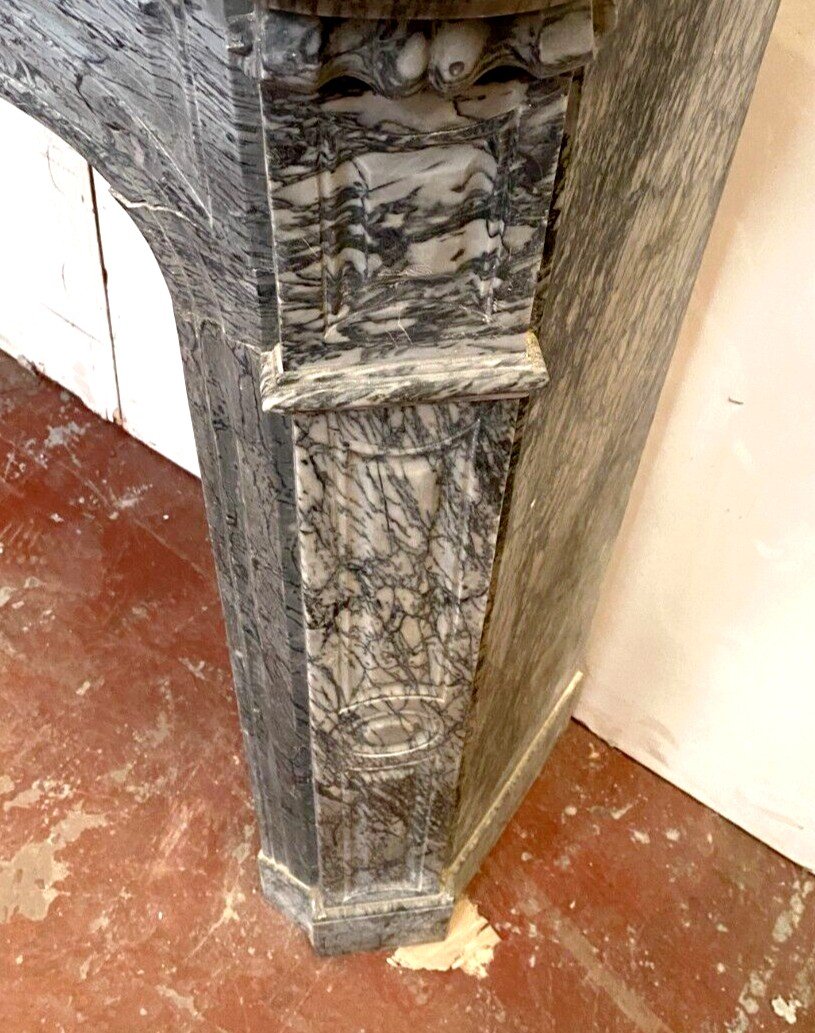 Louis XV Style Fireplace Model Pompadour Turquin Blue Marble XX Century-photo-6