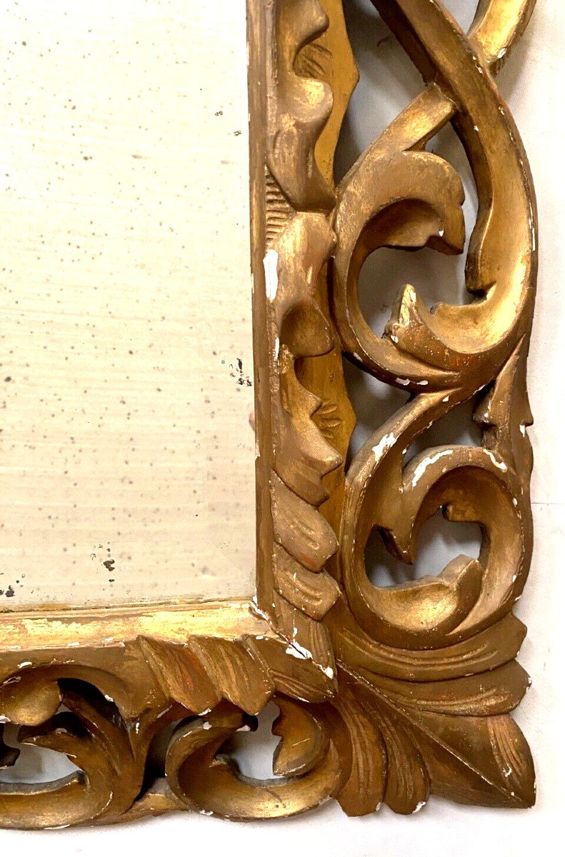 Mirror In Golden Wood With Openwork Sculpture 19th Century-photo-4