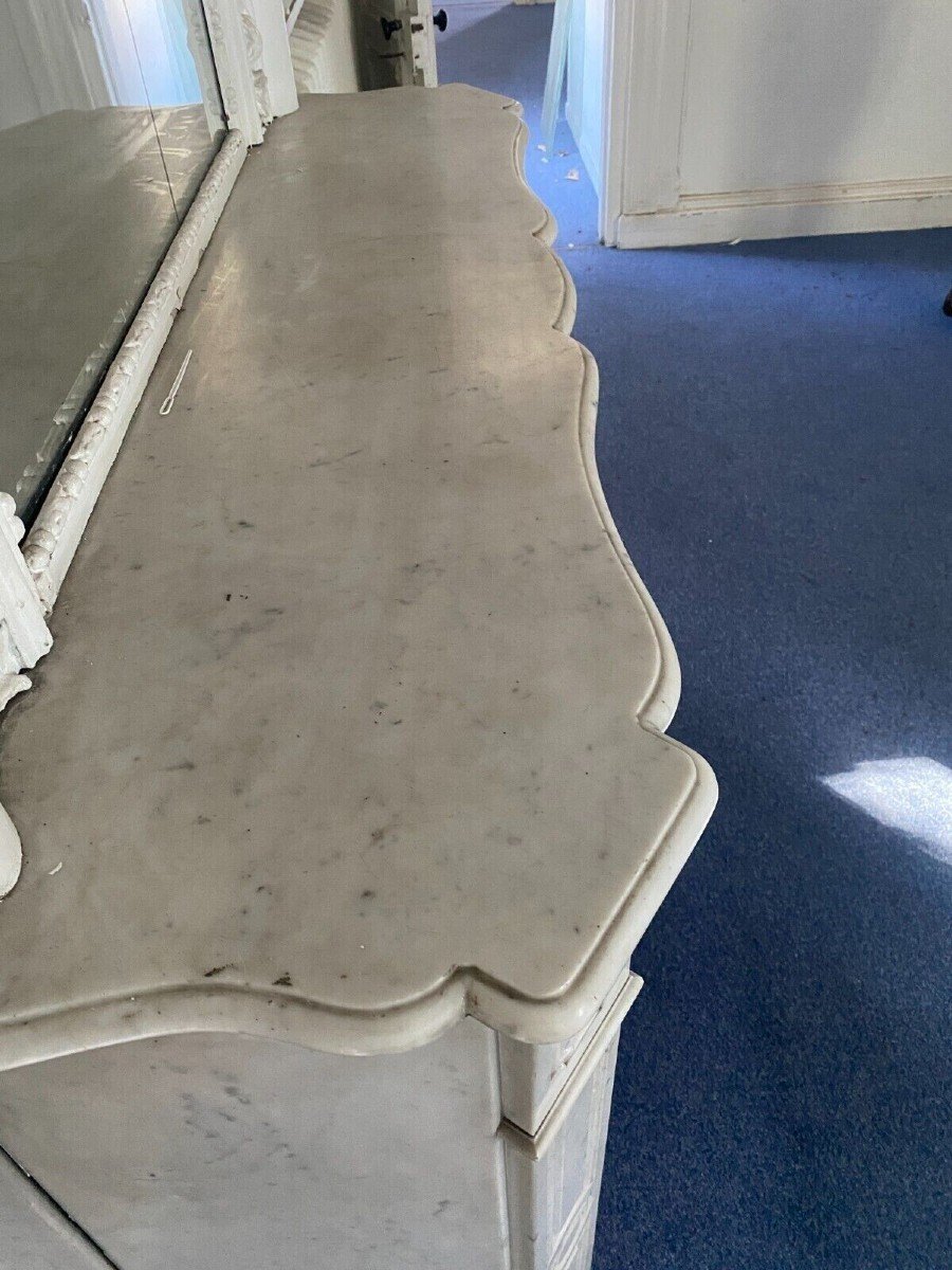 Louis XV Style Fireplace Model Pompadour White Carrara Marble 20th Century-photo-4