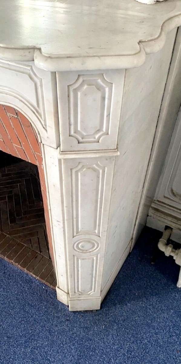 Louis XV Style Fireplace Model Pompadour White Carrara Marble 20th Century-photo-6