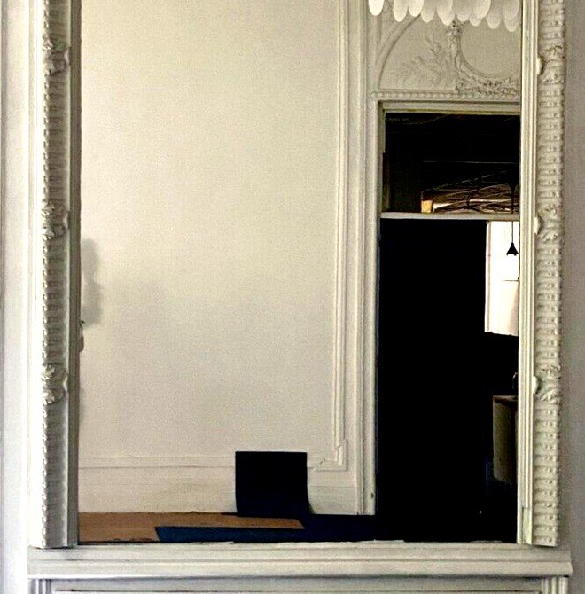 Miroir De Style Louis XVI En Bois Sculpté XX Siècle-photo-1