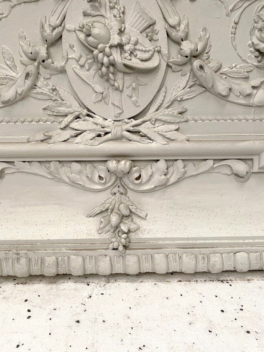 Decorative Panel Or Top Of Door In Wood And Patinated Stucco 19th Century-photo-3