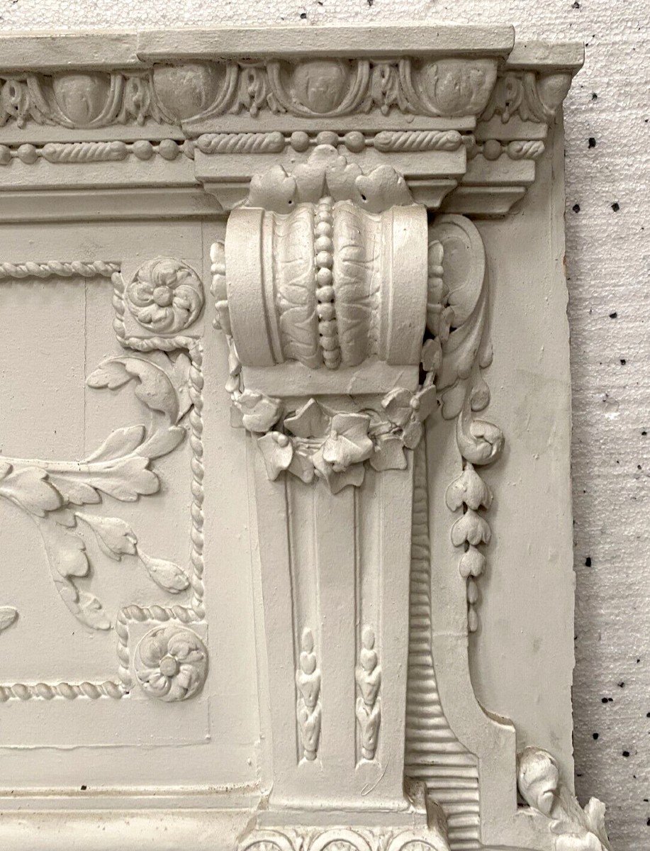 Decorative Panel Or Top Of Door In Wood And Patinated Stucco 19th Century-photo-4