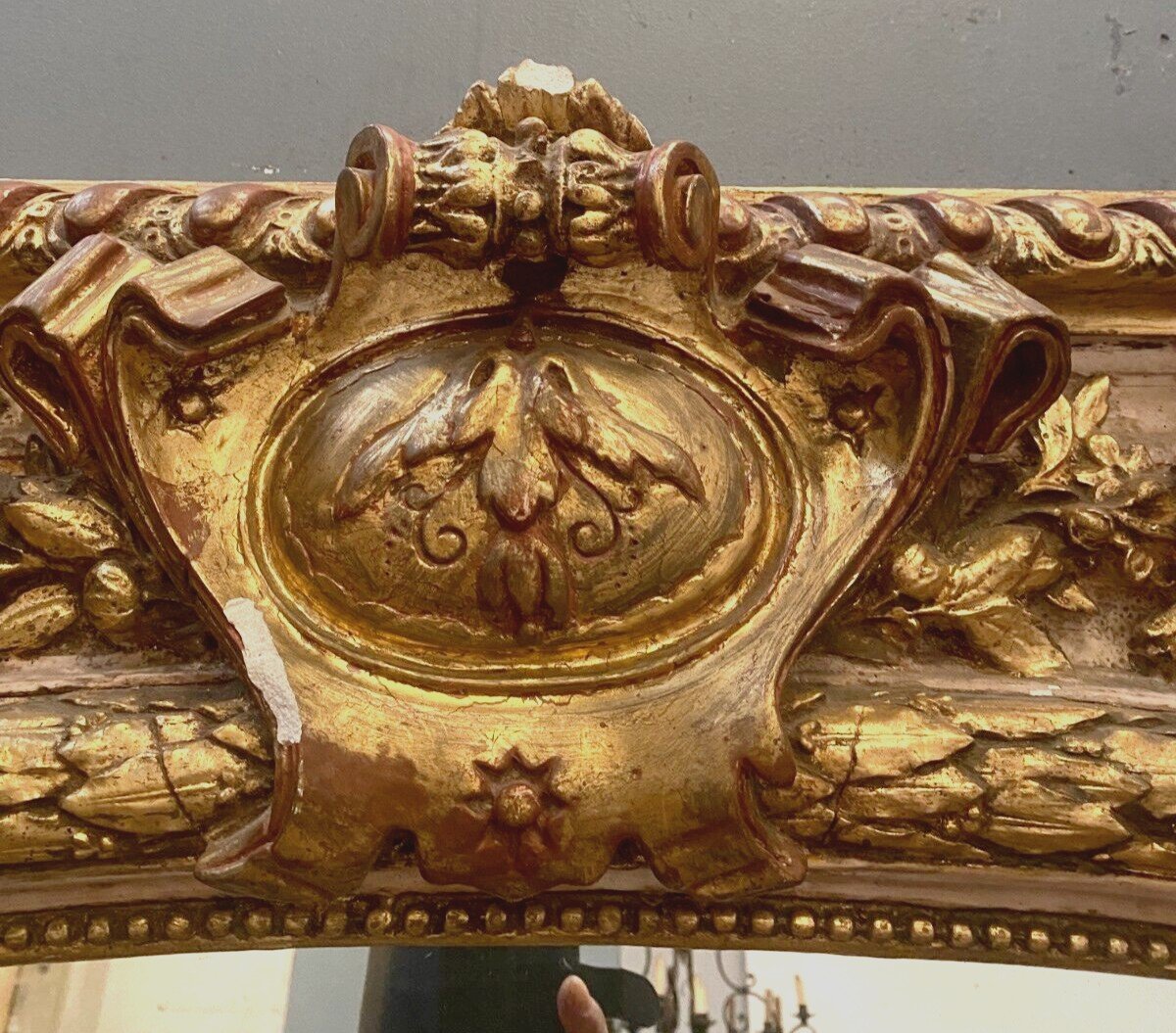 Louis XV Style Mirror In Wood And Gilded And Patinated Stucco 19th Century-photo-4