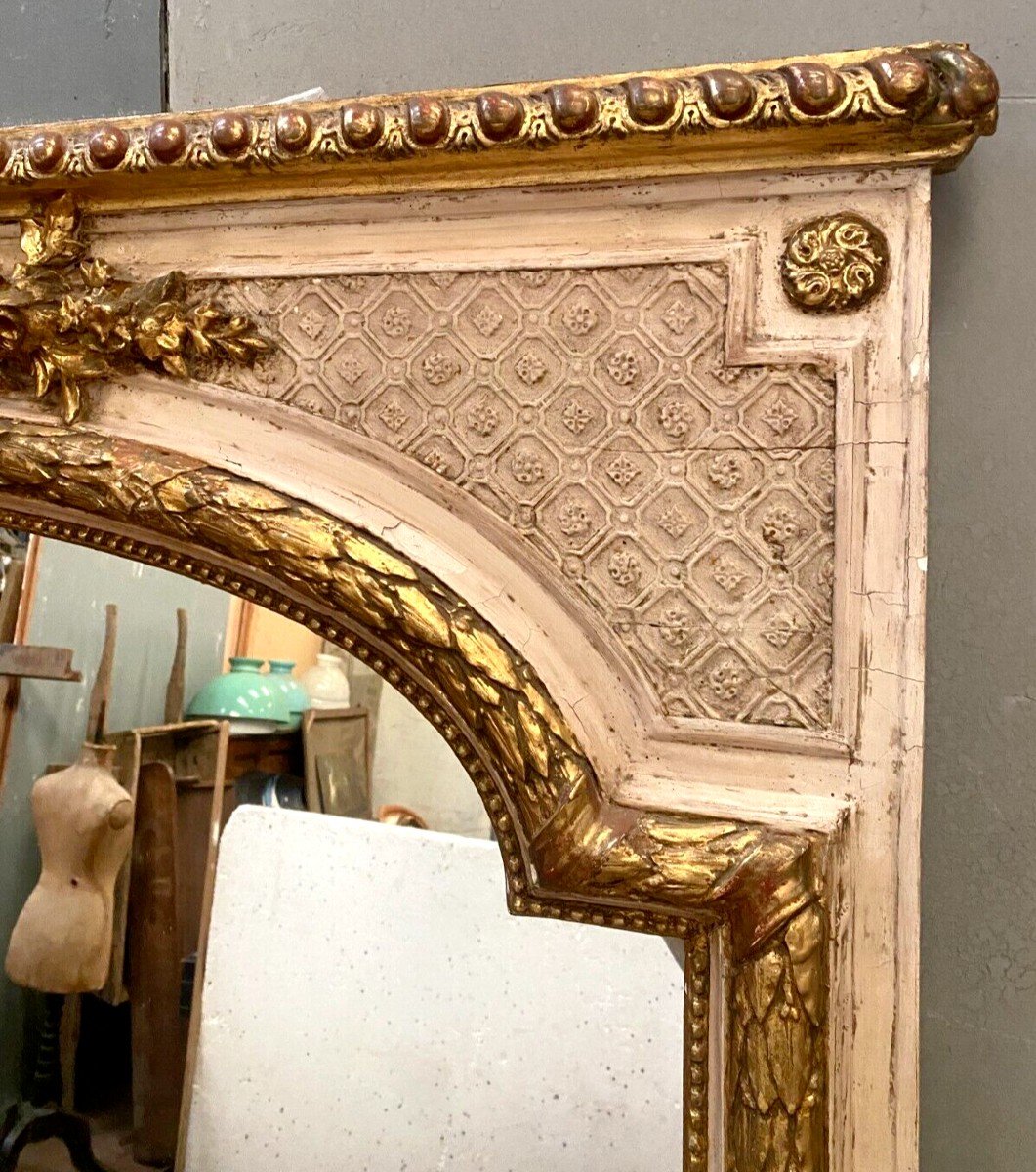 Louis XV Style Mirror In Wood And Gilded And Patinated Stucco 19th Century-photo-2