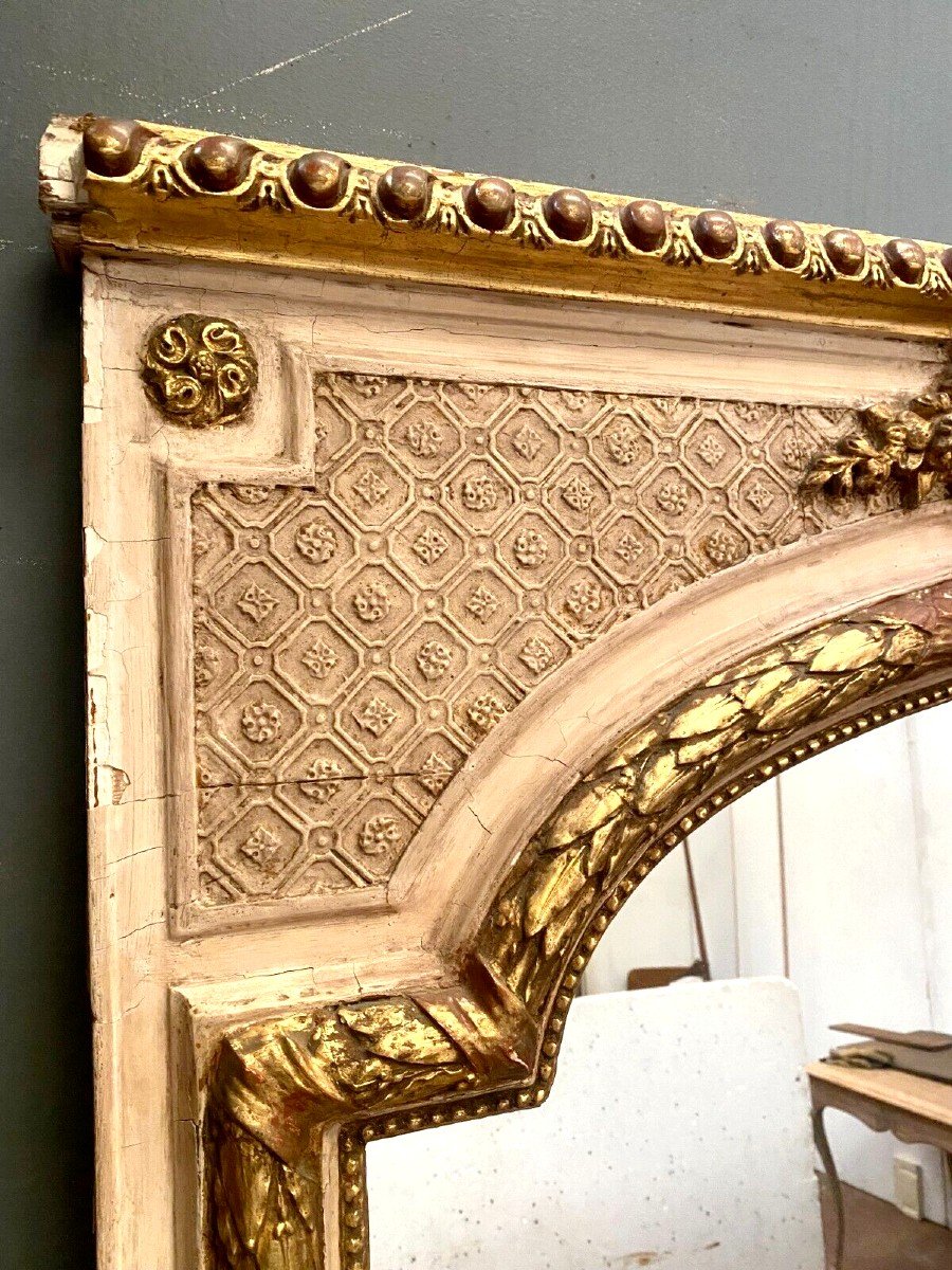 Louis XV Style Mirror In Wood And Gilded And Patinated Stucco 19th Century-photo-3