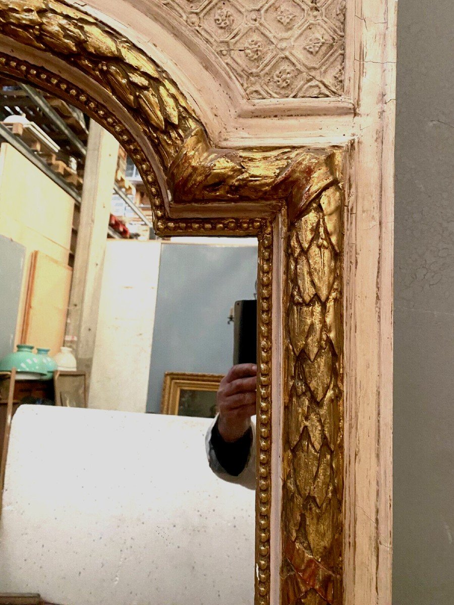 Louis XV Style Mirror In Wood And Gilded And Patinated Stucco 19th Century-photo-7