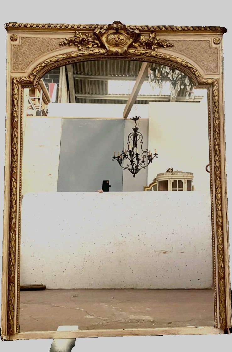 Louis XV Style Mirror In Wood And Gilded And Patinated Stucco 19th Century-photo-8