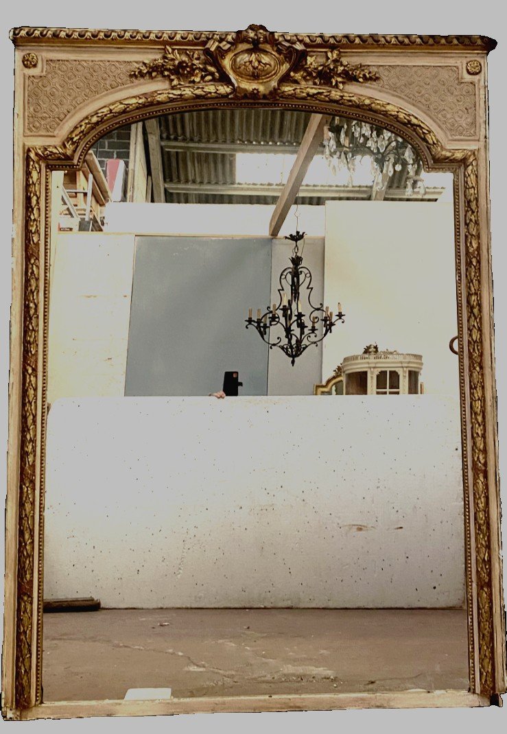 Louis XV Style Mirror In Wood And Gilded And Patinated Stucco 19th Century
