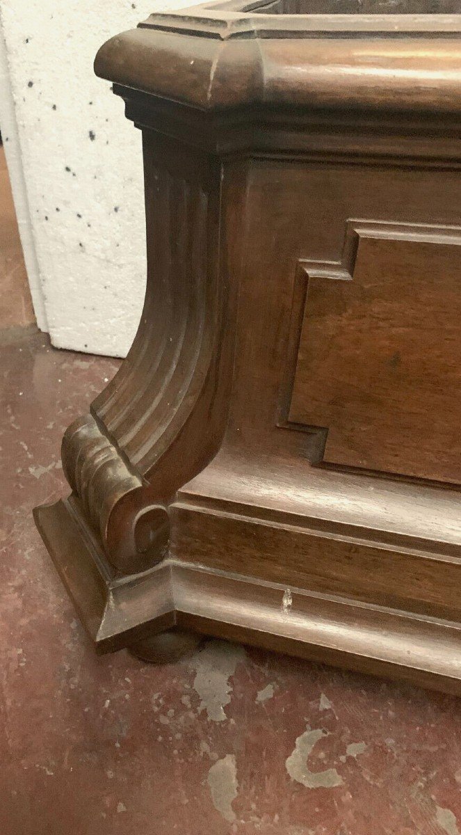 Napoleon III Style Planter In Solid Oak 20th Century-photo-1