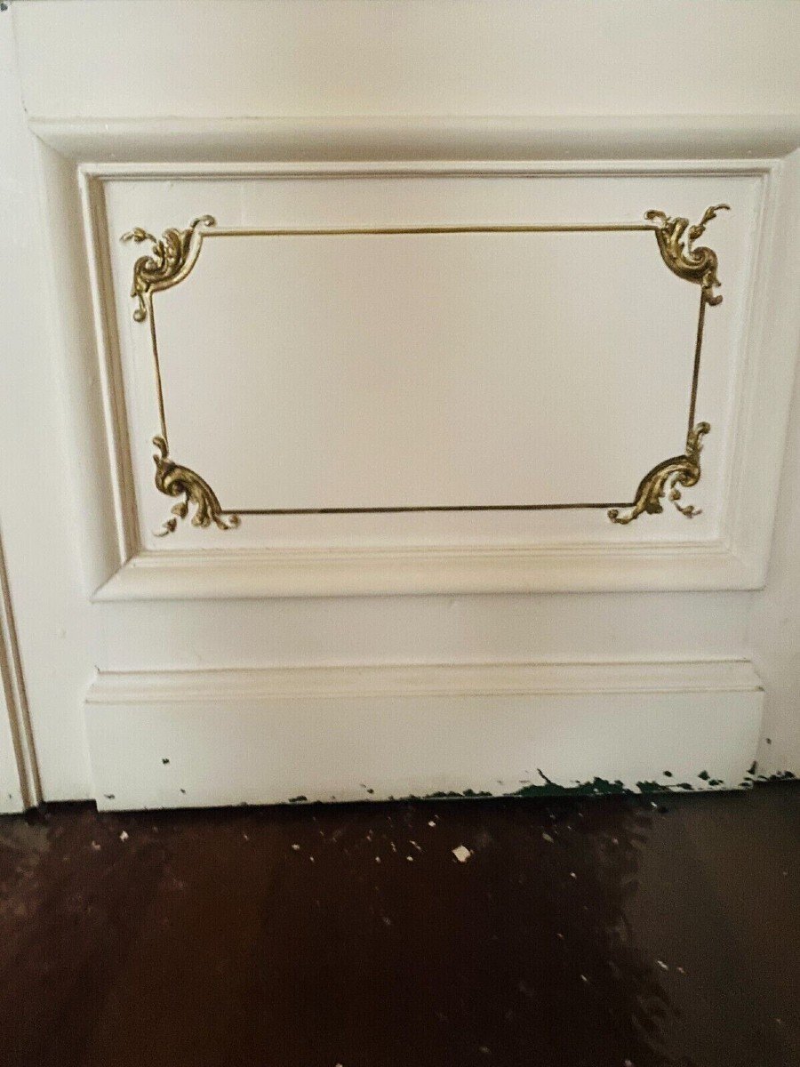 Double Haussmann Door In Mirror And Patinated Fir XX Century Passage Door-photo-3