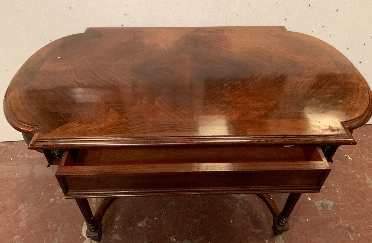Napoleon III Desk Table In Rosewood And Veneer 19th Century-photo-4