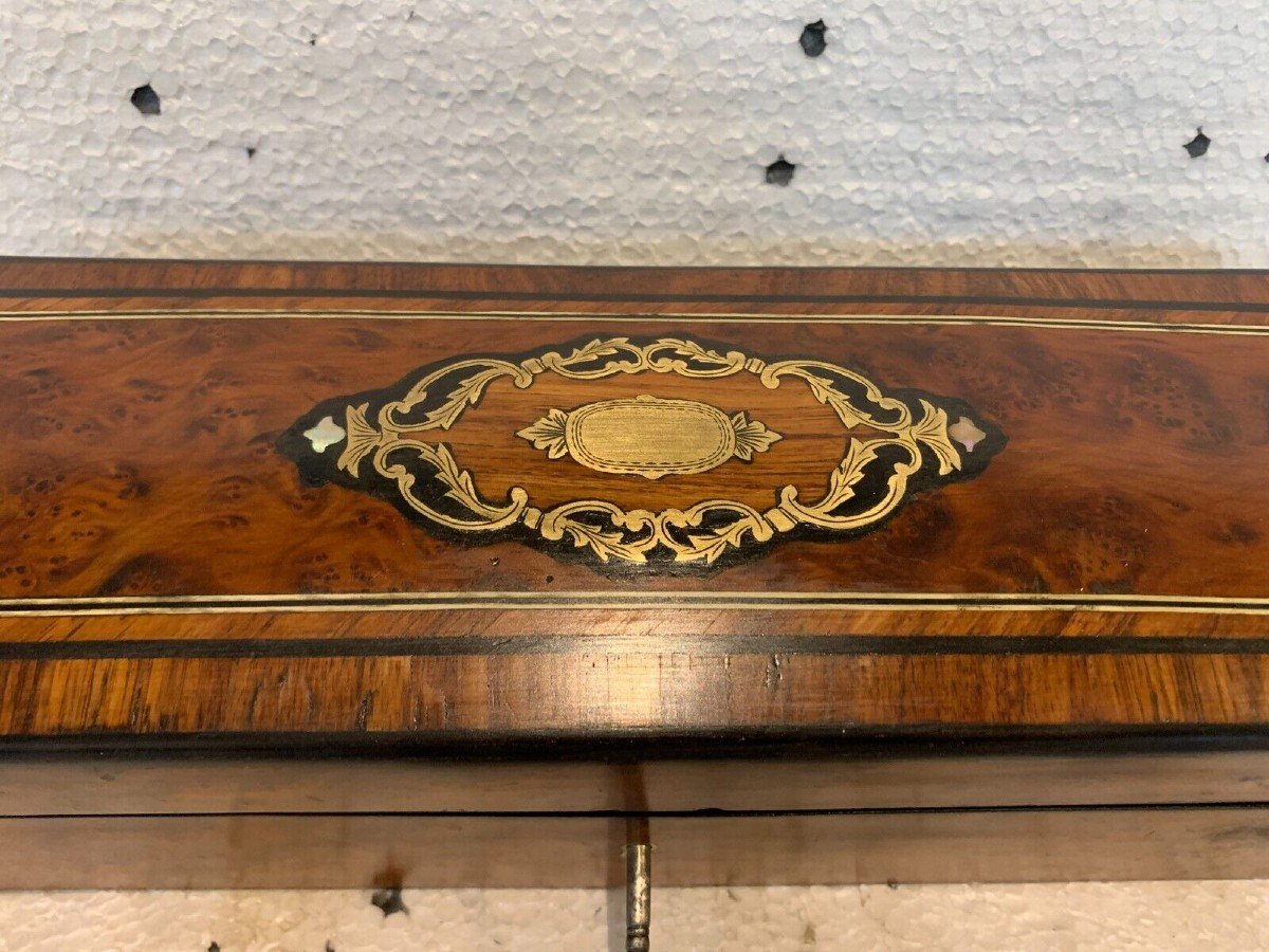 Boite A Gant En Loupe De Thuya Napoléon III Marqueterie Boulle XIX Siècle-photo-3