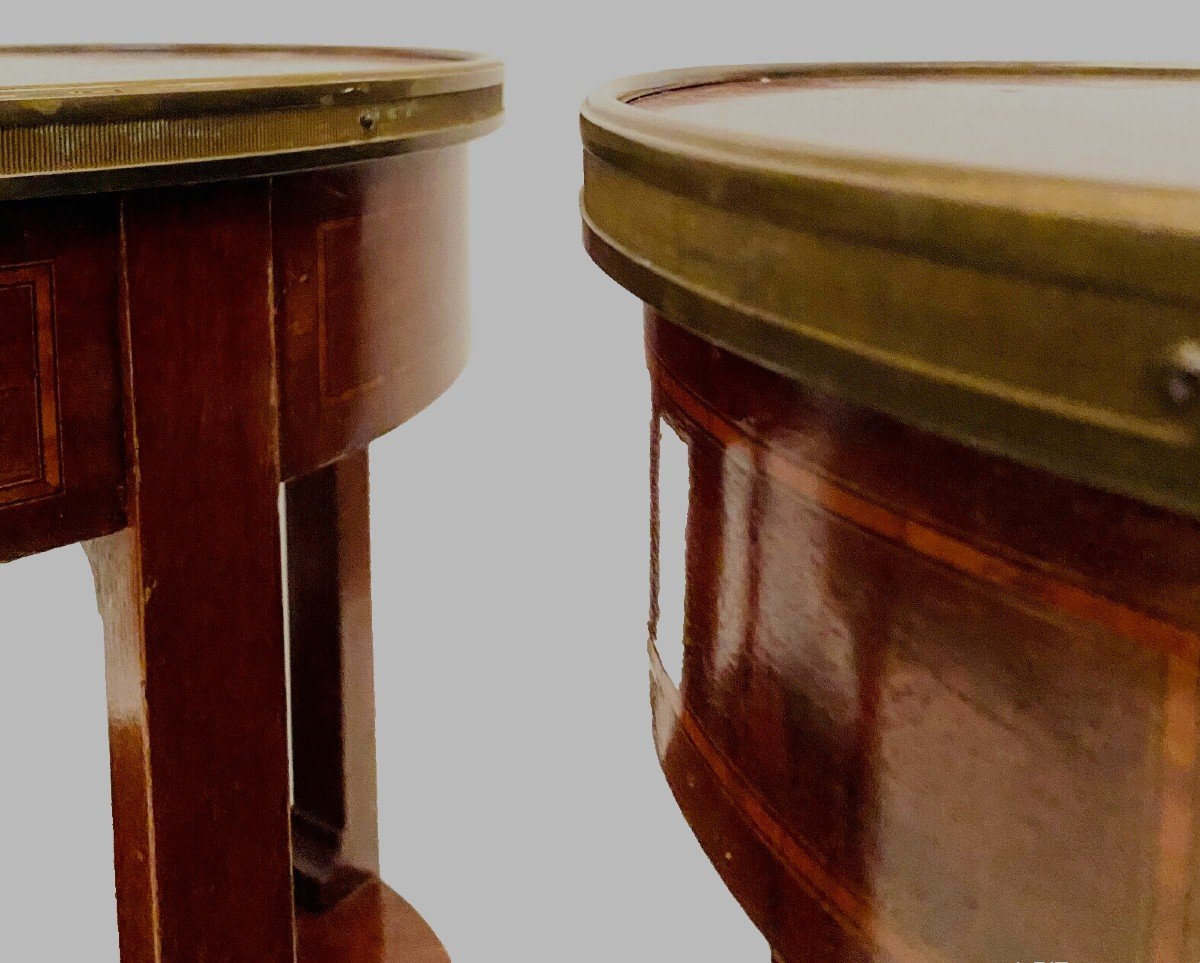 Pair Of Louis XVI Style Oval Bedside Tables In Mahogany And Veneer 20th Century-photo-7
