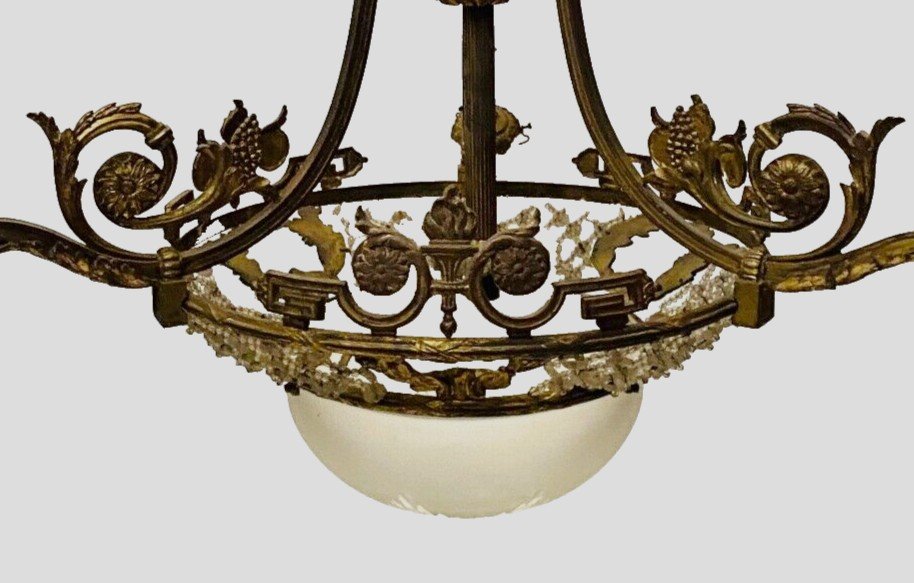 Louis XV Style Chandelier In Bronze And Frosted Glass 20th Century-photo-1