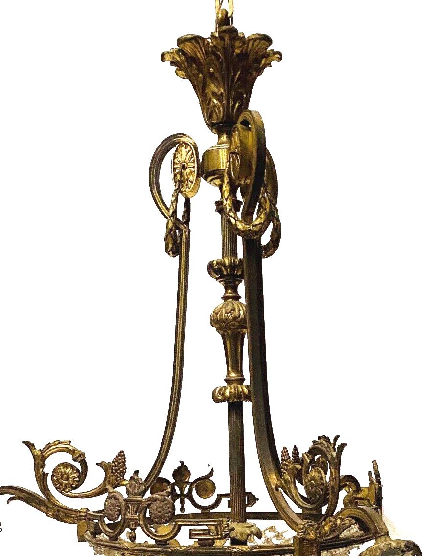 Louis XV Style Chandelier In Bronze And Frosted Glass 20th Century-photo-6
