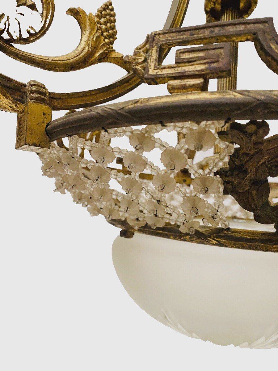 Louis XV Style Chandelier In Bronze And Frosted Glass 20th Century-photo-8