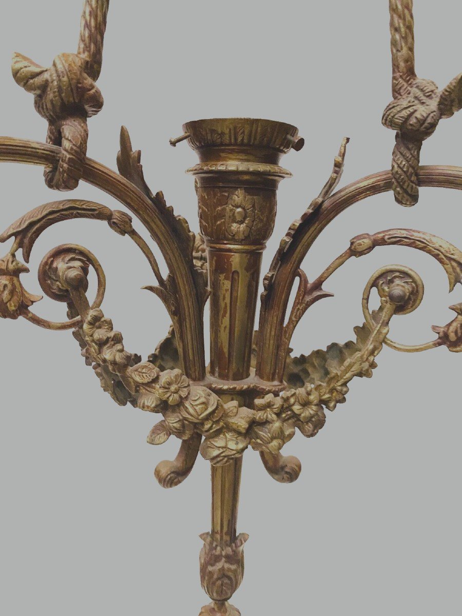 Louis XVI Style Chandelier In Bronze And Frosted Glass 20th Century-photo-8