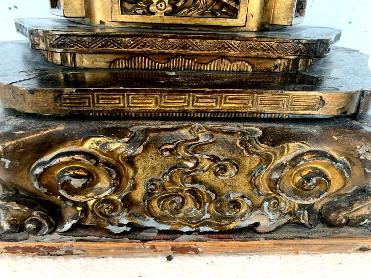 Socle En Bois Mouluré A Rehauts Dorés XIX Siècle-photo-2