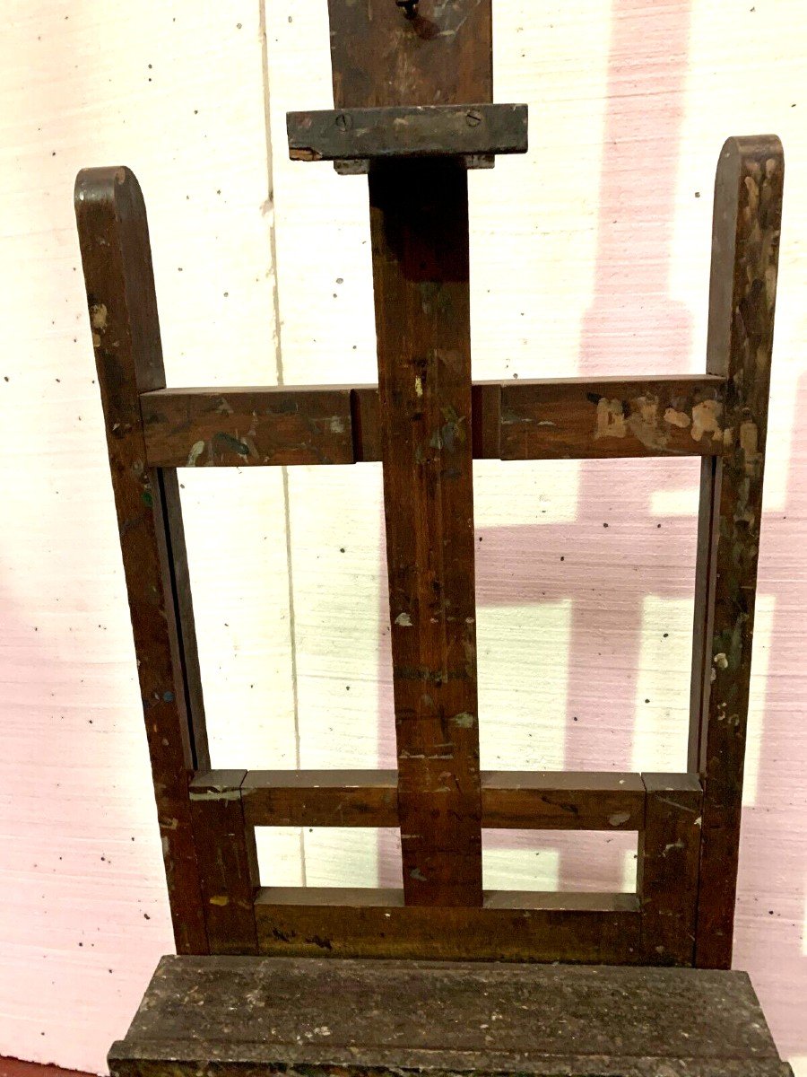 Painting Easel With Rack In Solid Oak 19th Century-photo-6