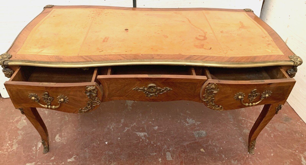 Louis XV Style Ceremonial Desk Top In Fauve Leather 19th Century-photo-3