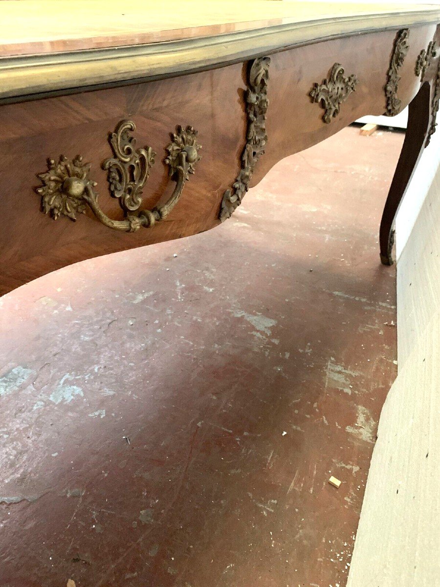 Louis XV Style Ceremonial Desk Top In Fauve Leather 19th Century-photo-4