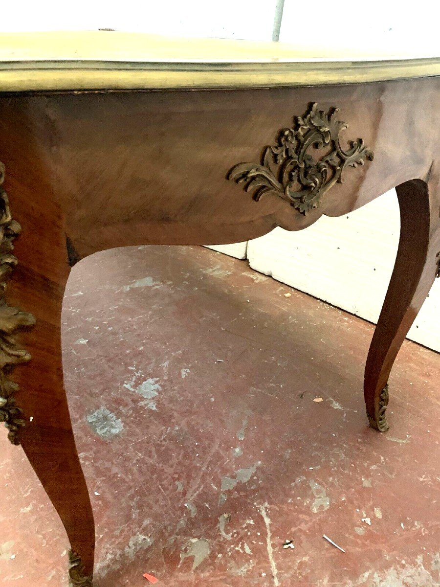 Louis XV Style Ceremonial Desk Top In Fauve Leather 19th Century-photo-6