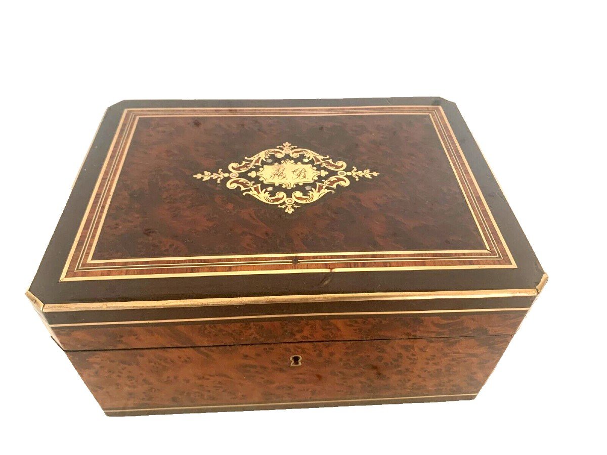 Jewelry Box In Thuya Burl Boulle Marquetry Box Napoleon III Period-photo-6