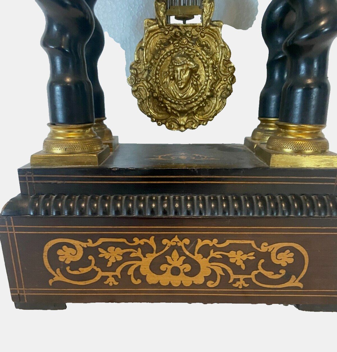 Pendule marquetée Napoléon III a colonnes torses XIX siècle-photo-6
