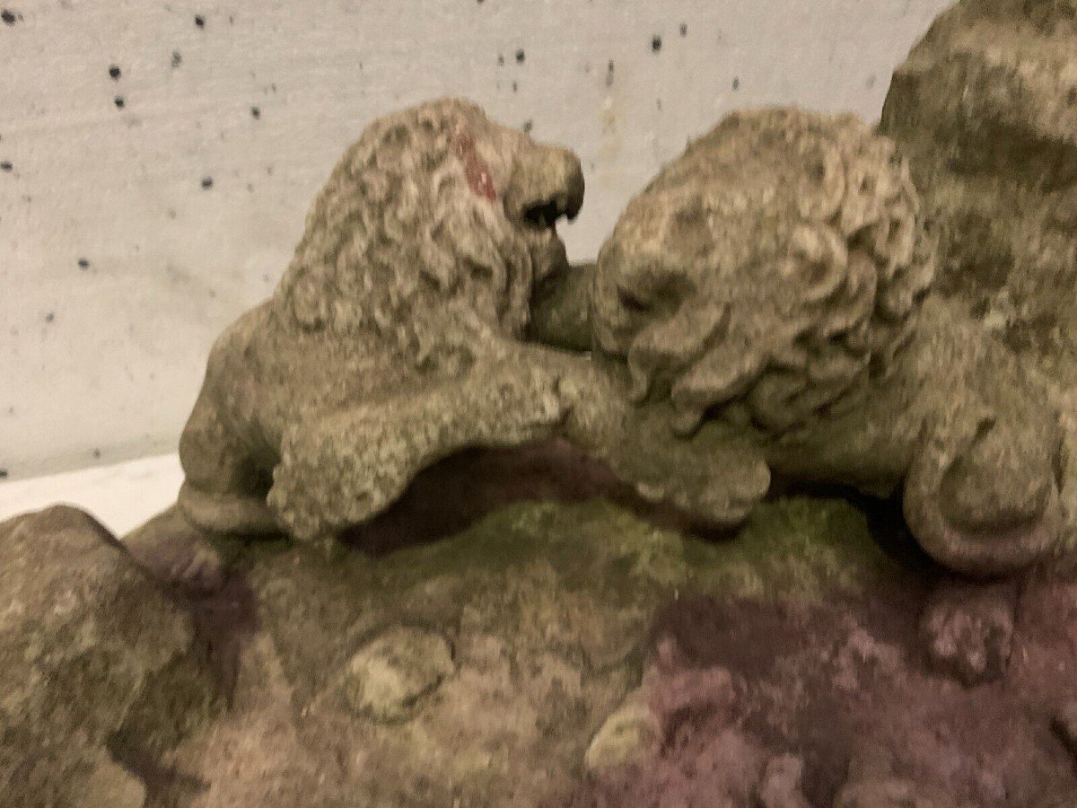 Carved Marble Group (lion Fight) 20th Century-photo-4