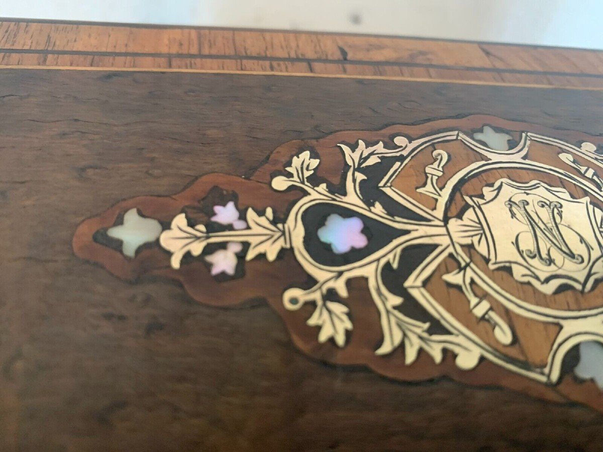 Boite A Bijoux En Loupe De Noyer Napoléon III Marqueterie Boulle XIX Siècle-photo-1